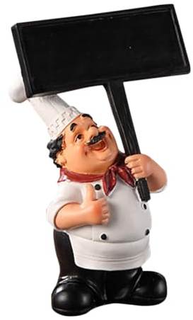 RORPOIR Chefkoch Figur Harzdekoration Handgehaltene Nachrichtentafel Desktop Dekoration Für Restaurant Café Bar Zuhause