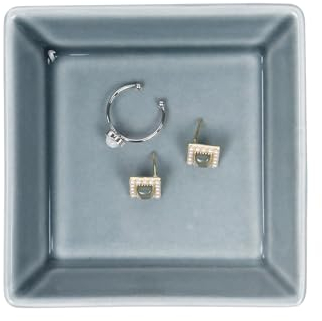 Nwvuop Plato de cerámica para joyas, soporte para anillos, cuenco para llaves, para pasillos, regalos para mujeres (azul)