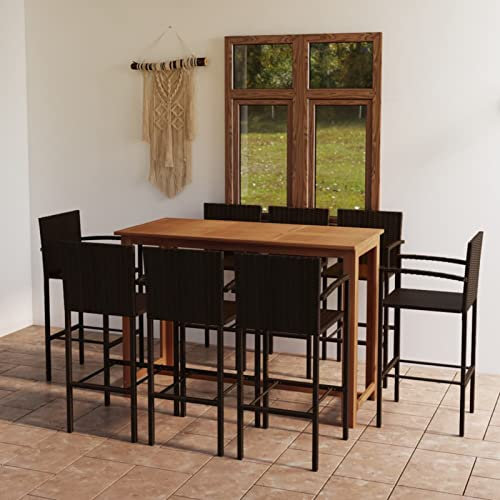 Juroupi 9-TLG. Gartenbar-Set GartenmöBel-Sets Gartenbar Outdoor Garten Bartisch Set Braun