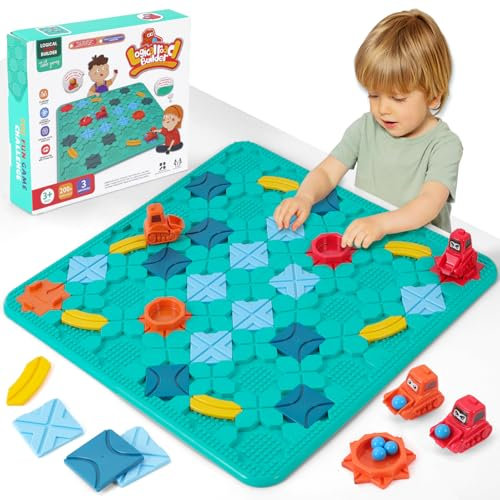 HILKKET Juego de Mesa de Laberinto, Lógico Laberinto Rompecabezas Mesa, Construcción de Carreteras Tablero con 4 Niveles 118 Desafíos, Juegos de Tablero Mentales para Niños de 3-12 Años