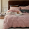 Covebett Winter Flanell Bettwäsche 135x200 Rosa Grau Plüsch Cashmere Touch Wende Winterbettwäsche Warme Flauschig Coral Fleece Bettbezug mit Reißverschluss und 1 Kissenbezug 80x80