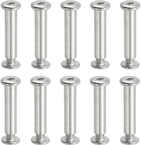 PATIKIL Tornillos Hexagonales de Chicago 10 Kit Postes de Tornillo de Encuadernación M6 x 35 mm Conexión Hexagonal Tornillo de Cabeza de Zócalo de Accionamiento Plateado