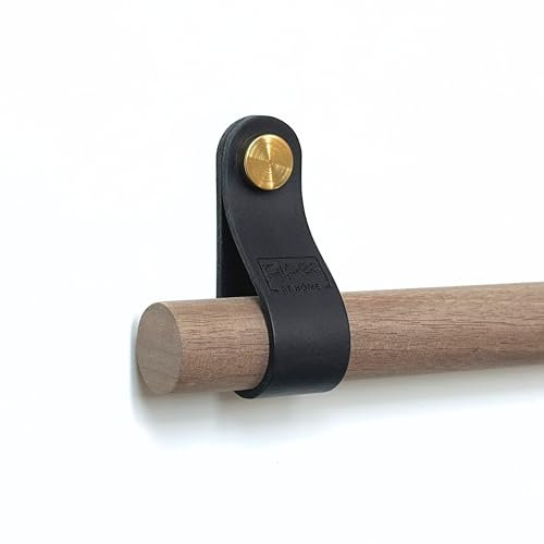 2x Gardinenstangenhalter/Wandhalterung Leder Vorhangstange Halter Riemenhalter Leder Gardinenstange Lederschlaufe Wandhaken Stangenhalter für Wand