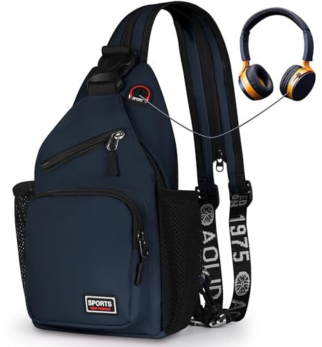 Geestock Brusttasche für Herren und Damen, 2 in 1 Klein Rucksack Wasserdichte Umhängetasche, Leichte Crossbody Bag für Outdoor, Reisen & Alltag (Marineblau)