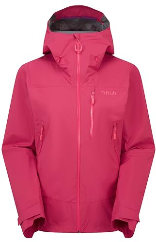 Rab Women's Downpour Mountain Jacket | Lightweight, Hooded Rain Coat, for Hiking, Climbing, & Trekking