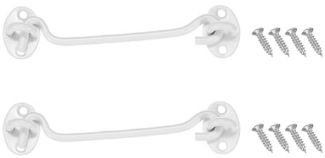 M METERXITY 2-Pack Hook and Eye Latch for Door 6 Inch Stainless Steel Gate Latch Barn Door Lock Hook and Eye Gate Latch for Gate/Shutters/Window/Cabinet/Bathroom [White]