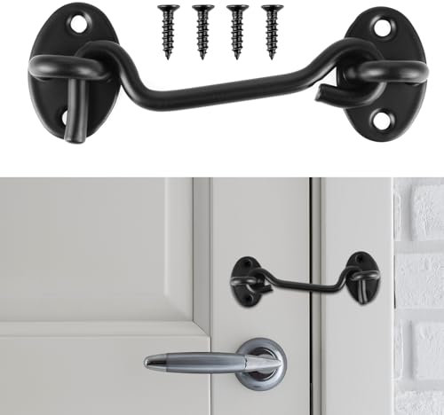 HJZHII Gancho para tormentas negro de acero inoxidable, 11,6 cm, gancho para tormenta, gancho para puerta, gancho para puerta de jardín, perno de ventana, gancho para ventana, gancho para colgar