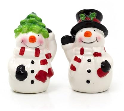 Carousel Home Christmas Snowman Salt and Pepper Pots | Festive Salt And Pepper Set Xmas Salt And Pepper Shakers | Christmas Characters Cruet Sets