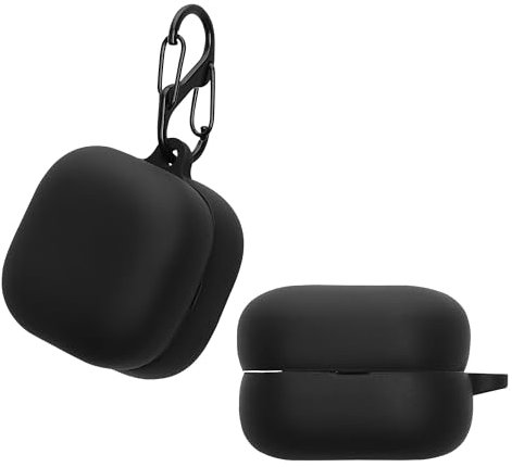 kwmobile Custodia Silicone Cuffie Compatibile con Sony LinkBuds Fit WF-LS910N Cover - Custodia Porta Auricolari con Moschettone - Case nero