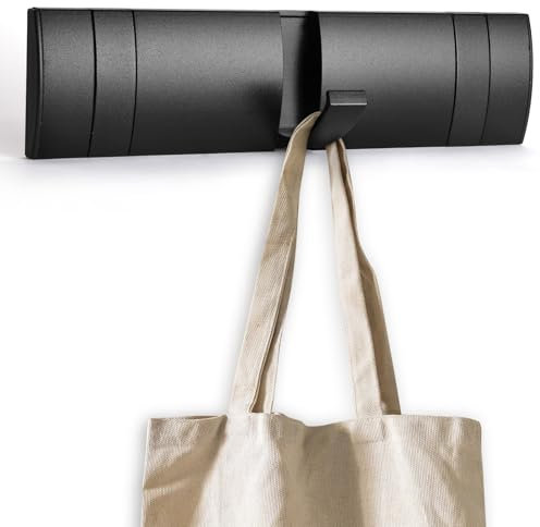 flintronic Flip Perchero de pared, Perchero de Pared Plegable 3 Ganchos, Percha de pared Natural para Colgar Abrigos Bufandas, Monederos y más- Álamo, Negro