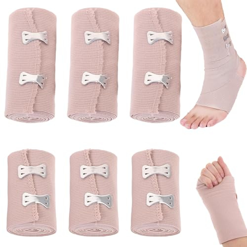 Elastischer Verband 6 Rollen, 2 Größen | Metallclips, Elastische Mullbinden, Knie und Handgelenke