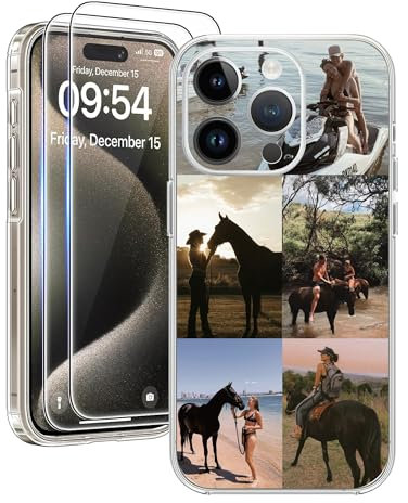 Cliffora Personalisierte Handyhülle mit 5 Fotos – iPhone 16 15 14 13 12 11 Pro Max Mini, handyhülle mit Foto, Magsafe kompatibel, selbst gestalten & kreatives Geschenk, inkl. 2 Gratis-Panzergläser
