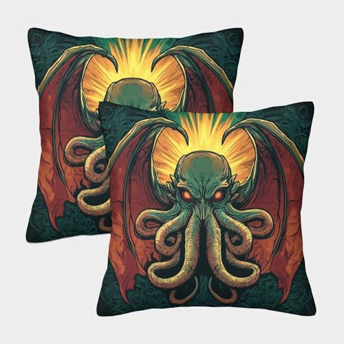 kaiyun 2er-Pack 50x50cm Cute Karikatur Style Deko-Kissenbezug Teufel Mit Muster Passend Für Sofa Wohnzimmer Balkon Garten Auto