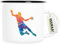 Huuraa Emaille Tasse bunte Handball Silhouette Geschenk 300ml Vintage bunte Handball Geschenkidee