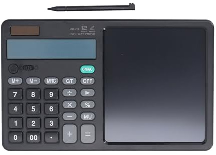 Depisuta Calculatrice Scientifique, Calculatrice de Mathématiques avec Tablette D'écriture de Bloc-Notes Effacée et Stylet, Calculatrice de Bureau de Bloc-Notes LCD pour Les étudiants du (Black)