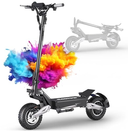 OOTD T10 Trottinette Electrique Adulte, 11 Trotinette Electrique Pliable Max du Moteur 900W et Batterie 648Wh Autonomie 30-49km, 11 Pouces Tout Terrain Electric Scooter Double Suspension & Écran LCD