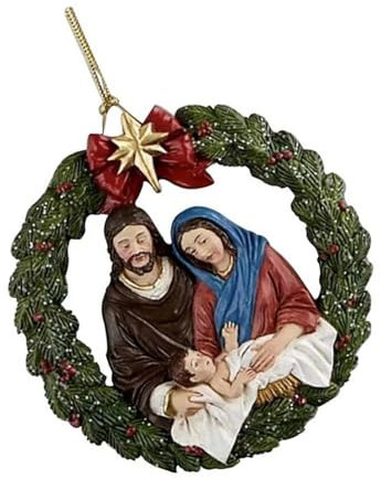 Corona de Navidad de 8 cm, belén, decoración de árbol de Navidad, para puerta de entrada, decoración de entrada
