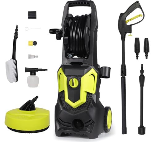 1650W 135Bar Electric Pressure Power Washer, Powerful Jet Car Washing Machine with 32ft Hose, Adjustable Nozzle, Jet Washer with Spray Gun for Home Garden Furniture Walls Patio Yard Deep Cleaning