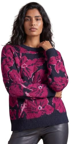 Roman Originals Thick Jumper for Women UK - Ladies Winter Autumn Smart Casual Knit Knitted Knitwear Pull-On Round Crew Neck Long Sleeve Work Office Dinner Party Maroon