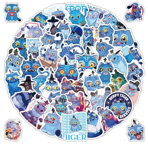 61pcs KPop Demon Derpy Tiger Stickers Aufkleber Wasserdichte Vinyl Stickers für Autoscooter, Computer, Gitarre, Gepäck, Skateboard für Fans