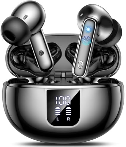 EUQQ ANC Wireless Bluetooth 5.4 Headphones, 36H Playtime LED Display, Transparency Mode Headphones cancelación de Ruido, iOS Androidwith Deep Bass Auriculares inalámbricos