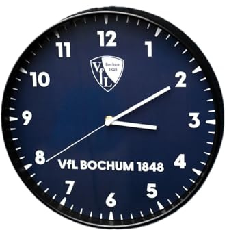 VFL Bochum Wanduhr mit Logo – Offizieller Fußball Fanartikel – Leise Analog Uhr für Wohnzimmer, Büro & Fanraum Bochum Fans