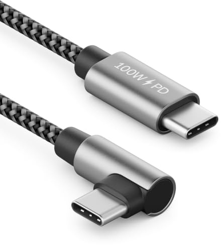 deleyCON 1,5m 100W Cavo Ricarica USB C Angolato 90 Grad - C a C - Collegamento Angolato per iPhone 17 16 15 Pro Max Air Galaxy A16 A17 A56 S25 S24 S23 Pixel iPad Pro MacBook AirPods Tablet PS5