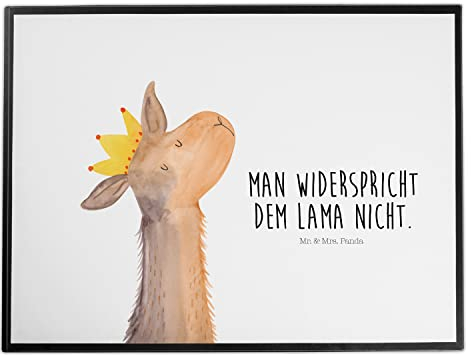 Mr. & Mrs. Panda Schreibtischunterlage Lamakopf König - Geschenk, Schreibunterlage, Alpaka, Mama, Schreibtischauflage, Büroartikel, Schreibtisch