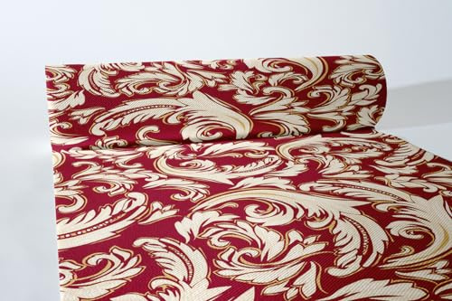 Sovie HORECA Airlaid Tischläufer Cascade in Bordeaux, 40cm x 24m, 1 Stück – perforiert alle 120 cm, edles Barock-Ornament-Design - perfekt für Gastronomie & Private Feiern