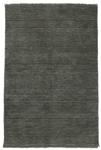 RugVista, Handloom Fringes, Teppich, Mittelflor, 80 x 120 cm, Rechteckiger, Wolle, Flur, Schlafzimmer, Küche, Wohnzimmer, Dunkelgrau, Grau
