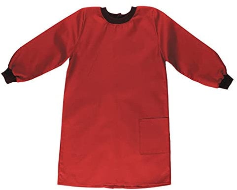 Adventure Togs Kids Premium Painting Smock Apron - Arts and Crafts, Waterproof, Baking, Cooking, School - Red, 8-10 Years
