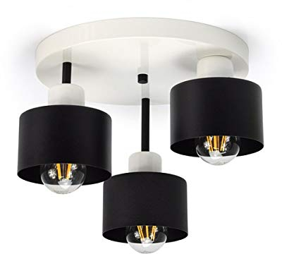 Deckenlampe | Schwarz Kupfer | 3-flammig | Lampe 3 x E27 | 230V | Retro Design | 382-e3 Skandi (Weiß)