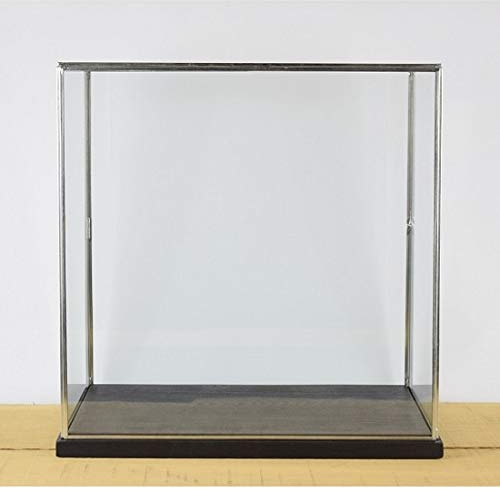 EMH Vitrine / Vitrine aus Glas und Metall, handgefertigt, mit schwarzem Holzsockel, 42 cm