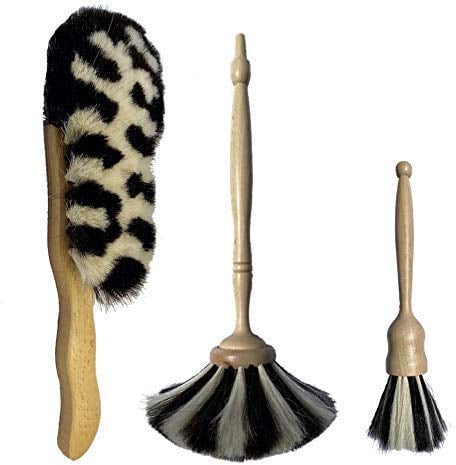 Abstaubset aus Ziegenhaar, handgemacht