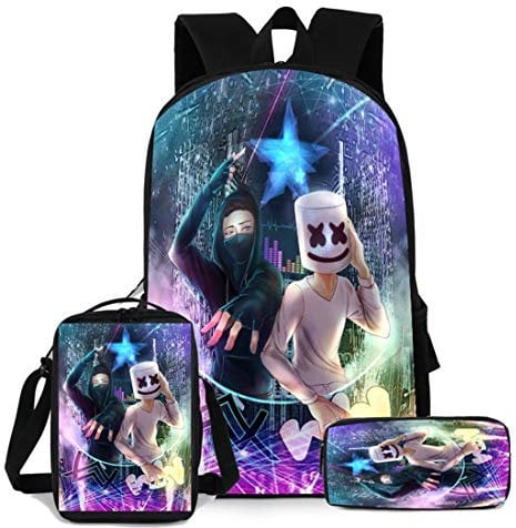 Schulrucksack, 3 Stück, für Kinder, Federmäppchen, Schultertaschen, Jugendliche DJ-Musiktasche, modisch, praktisch, geeignet für Jugendliche und Studenten