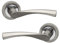 Shaped Lever Door Handles on Round Rose in Dual Finish - Pair of Internal Door Handles - Satin/Chrome