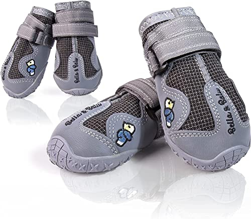 Bella & Balu Pfotenschutz 4 Stück | Größe S - Hundeschuhe, wasserdicht mit Anti rutsch Sohle und reflektierendem Klettverschluss für große, mittelgroße und kleine Hunde