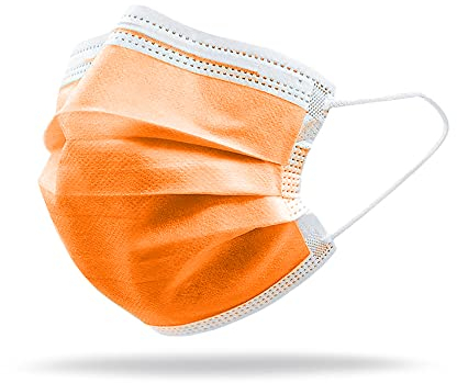 S&SMedical 60 Mascherine chirurgiche arancio Italiane Made in Italy 3 veli certificate CE | Dispositivo Medico di tipo 2r Resistente agli spruzzi 99,9% di protezione Soffici confortevoli senza odore