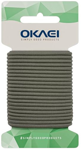 Cavo di gomma OKAEI 4 mm x 5 m - corda di gomma di alta qualità in kaki, elastico flessibile/gomma per cappelli/gomma rotonda - ideale per progetti fai da te e artigianato