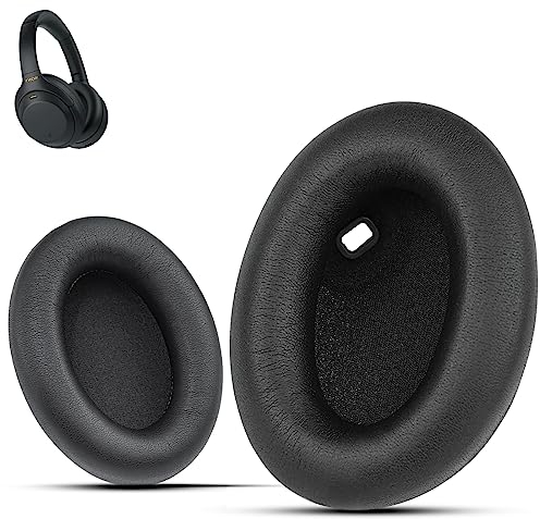Krone Kalpasmos Ear Pads Replacement for Sony WH-1000XM4 Headphone, Premium 1000XM4 Noise Canceling Covers with Soft Protein Leather and High-Density Memory Foam, Black
