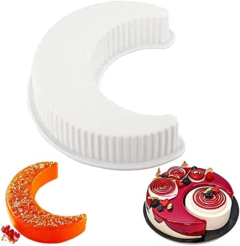 LATRAT 3D Silicone Moon Cake Mould, Whimsical Moon Style, Silicone Cake Mould, White, 24 x 9.5 x 5.5 cm