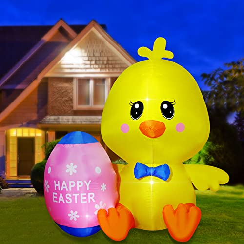 WAYDEKO Aufblasbares Küken-Hof-Dekoration, beleuchtet, aufblasbar, Weihnachten, Garten, Rasen, Dekoration, 1,5 m (Küken-02)