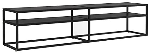 vidaXL Meuble TV Armoire Basse Centre de Divertissement Meuble Stéréo Salon Salle de Séjour Maison Intérieur Noir 180x40x40,5 cm Verre Trempé
