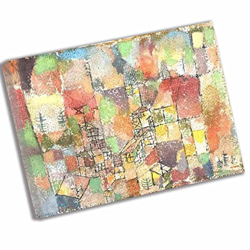 Ltt-Ydd-Ccl Wandkunst Leinwand Poster Gerahmte Kunstdrucke für Heimdekoration Druck für Schlafzimmer Küche fertig zum Aufhängen Paul Klee《Zwei Landhäuser》(90x117cm 32x46inch) Gerahmt