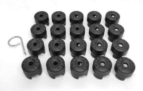 Partsdealers® WHEEL NUT BOLT COVERS CAPS FOR VW TRANSPORTER T5 T5.5 TOUAREG AMAROK 19mm BLACK x20 NEW SET + TOOL WITH L