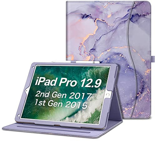 Fintie Custodia multi-angolo, custodia per iPad Pro 12,9 (vecchio modello) 1a e 2a generazione - [protezione angolare] custodia a libro con supporto per matite e tasca, accensione e spegnimento