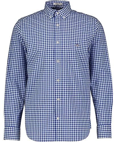 GANT Mens Poplin Gingham Shirt Mid Blue XL