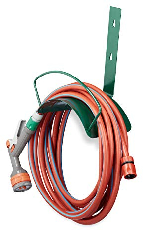 Relaxdays 3 x Schlauchhalter Wand, Metall, Wandhalter für 5/8 Zoll (15 mm), 60 m Gartenschlauch, Gartenschlauchhalter, grün