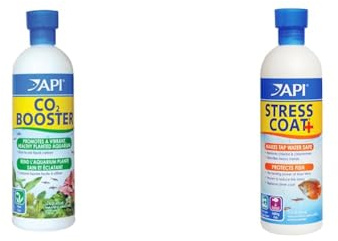 API CO2 BOOSTER Freshwater Aquarium Plant Treatment 473 ml Bottle & Stress Coat Aquarium Water Conditioner, 473 ml Bottle
