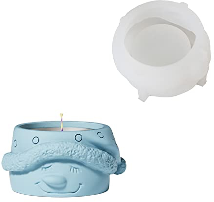 BOOWAN NICOLE Weihnachts-Silikonform Schneemann Teelichthalter Form Beton Kerzenständer Form